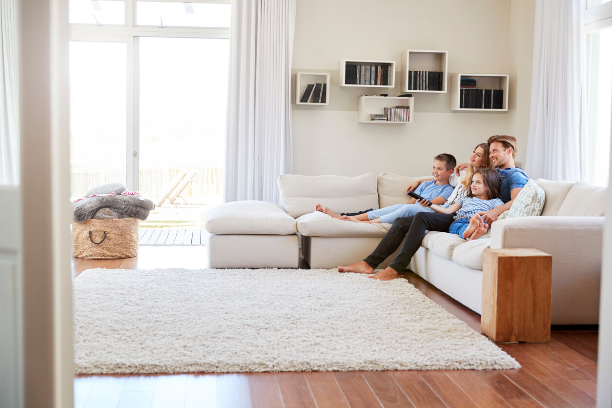 Family on couch